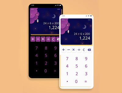 Calculator app branding calculator app calculator ui design icon illustration minimalistic spaceship uiux ux uxui versions