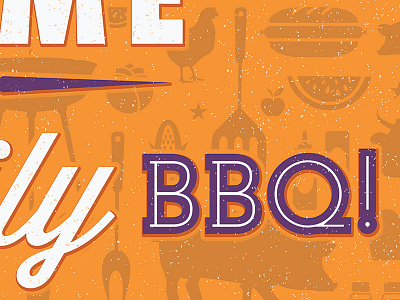 Time for BBQ banner bbq cook family icon orange pig summer typography