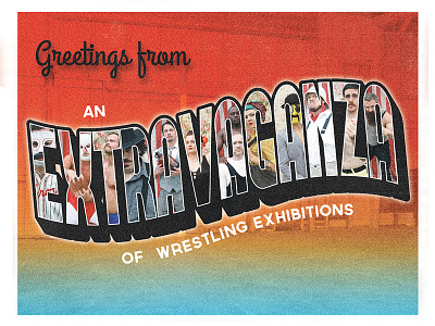 Pro Wrestling Postcard barn extravaganza greeting lucha lucha libre postcard pro wrestling vintage wrestling