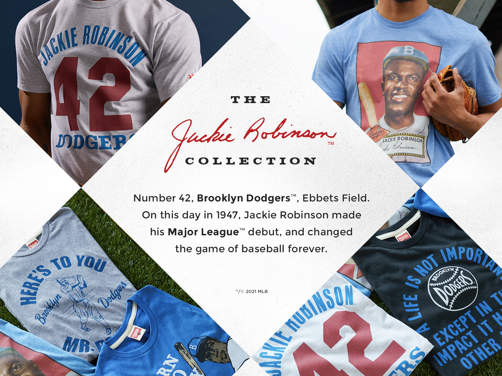 Jackie Robinson Born to Play Ball T-Shirt from Homage. | Royal Blue | Vintage Apparel from Homage.