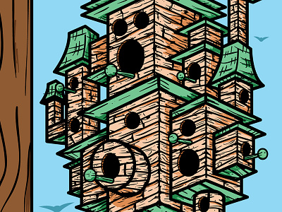Birdfeeder bird feeder bird house birds cassette illustration