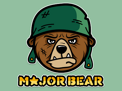 Major Bear Records - Logo animal army bear helmet logo major music record vector