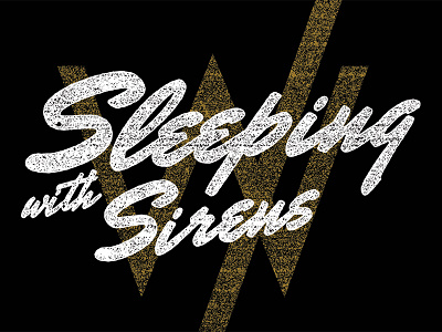 SWS Script apparel band distress gold illustration logo merch script