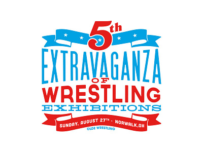 5th Extravaganza banner firelands ohio stars type usa vintage wrestling