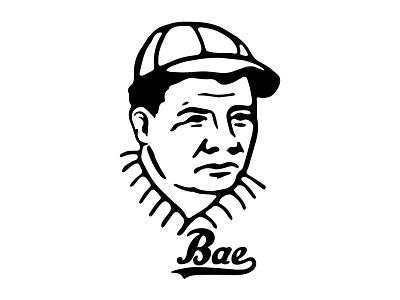 Bae Ruth babe bae baseball bat new york script sketch sports tail vintage