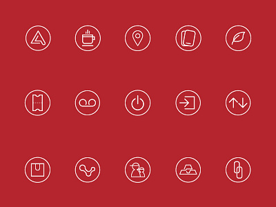 Flat Icon Set app design flat icon line red style