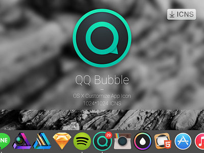 QQ Bubble - OS X Customize App Icon bubble design flat icns icon osx qq ui yosemite