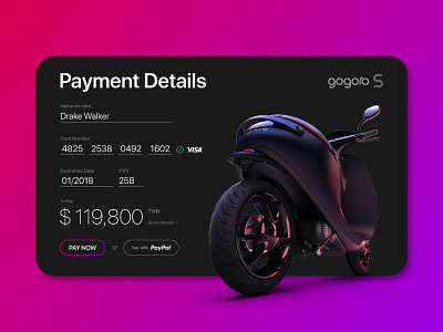 Daily UI - Payment Details Form daily gogoro payment smartscooter ui