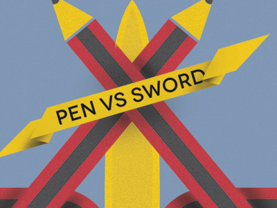 Pen vs Sword design fun illustration invenio noise old pen sword vintage
