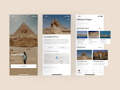 Egypt Travel Guide App appconcept appdesign design ui ui ux design uidesign uiux design ux ux designer visualdesign