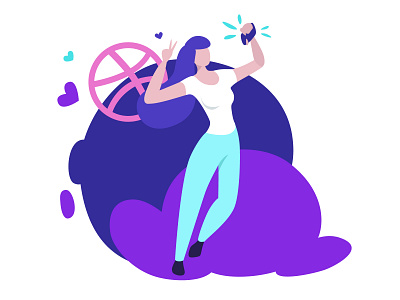 Hello Dribbble! blogger debut debutshot design first shot hello dribbble hello dribble illustration selfie vector