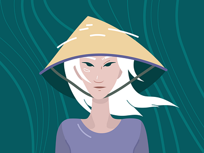 Vietnam woman art digital for sale girl goods for sale hat illlustration vector vietnam woman