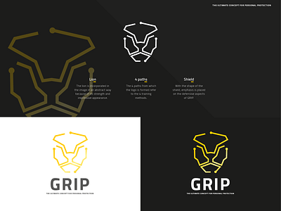 The ultimate concept for personal protection adobe black branding color colors concept corporate identity creative creative agency design elements grip inspiration lion logo logodesign paths personal training sports yellow