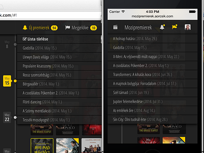 Mozipremierek - Notification Bar cinema movie navigation notification