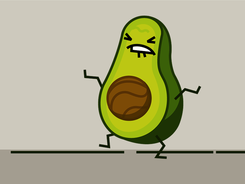 A. animation avocado challenge dance design flat fruit gif illustration pop struggle vector