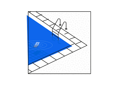 Fallen, but not forgotten android blue broken flat illustration line monochrome nexus pool r.i.p. underwater water