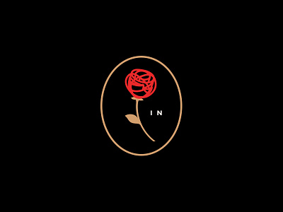 Red Rose badge brand crest dark epiphany flower gold initials interior design logo mark rose