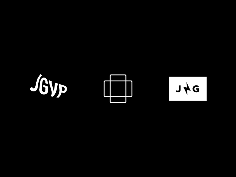 JG-VP badge bold brand branding film icon iconography lightning photographer videographer warped wordmark