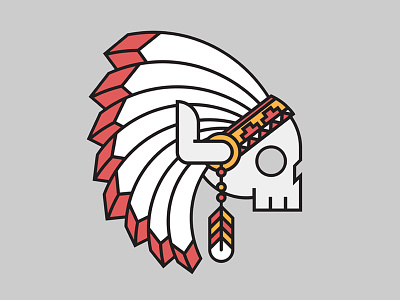 Chief bone chief headdress illustration indian native skull