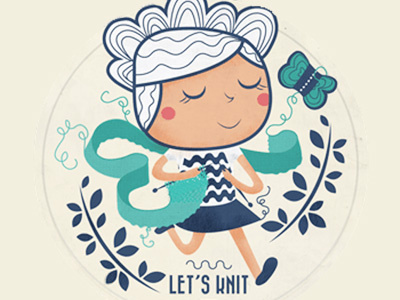 Let's Knit ! girl illustration illustrator knit