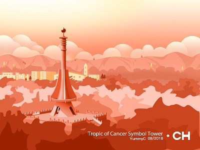 Tropic of Cancer Symbol Tower beautiful illustration red scenery symbol tower