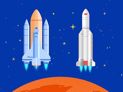 Rocket blue fire icon illustration rocket space vehicle