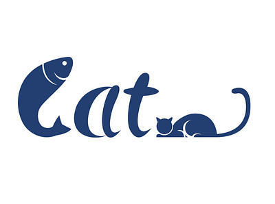 Cat cat fish font icon logo typogaphy