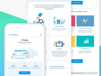 Web template Design for software solution suite landing page concept ux ui design web design