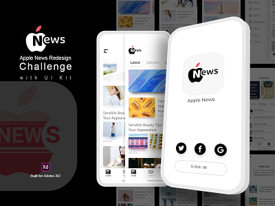 AppleNews App Template Design with UI kit