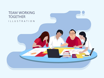 Team working together illustration