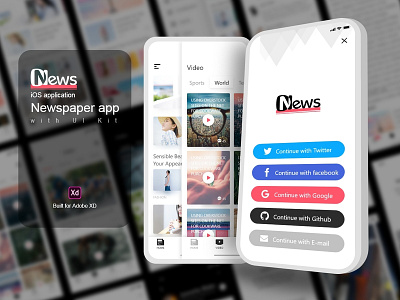 Newspaper App Design UI Kit- iOS