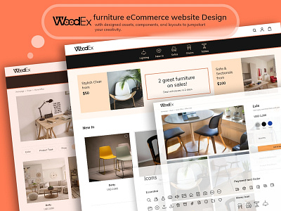 WoodEx furniture eCommerce website Design-Kit app branding app concept app design design graphic design illustration logo ui uidesign ux design ux designer web design