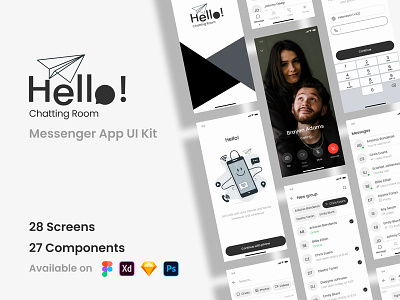 Hello! - Messenger App UI Kit app branding app concept app design design graphic design illustration ui uidesign ux design ux designer