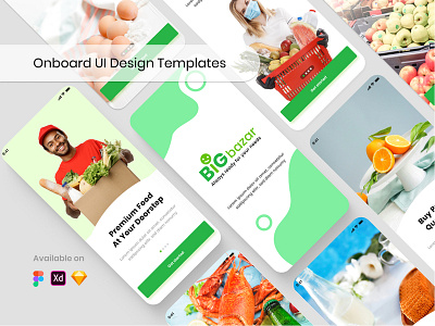 Onboard UI Design Templates - Grocery app app branding app concept app design design illustration logo uidesign ux design ux designer web design