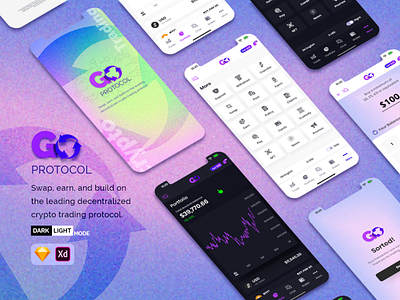 GO Crypto Trading Protocol App Design - Dark & Light mode