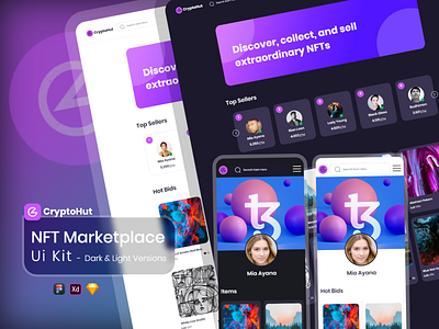 CryptoHut - NFT Marketplace UI Kit- Dark & Light themes