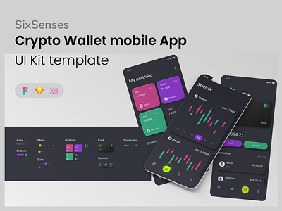 Crypto Wallet mobile App UI Kit template app branding app concept app design design illustration logo uidesign ux design ux designer web design