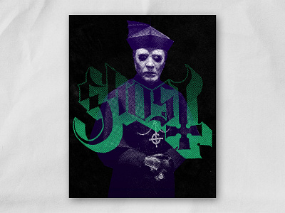 Ghost — Halftone Poster black and white design distressed ghost ghost bc green halftone metal poster poster design purple texture truegrittexturesupply typography