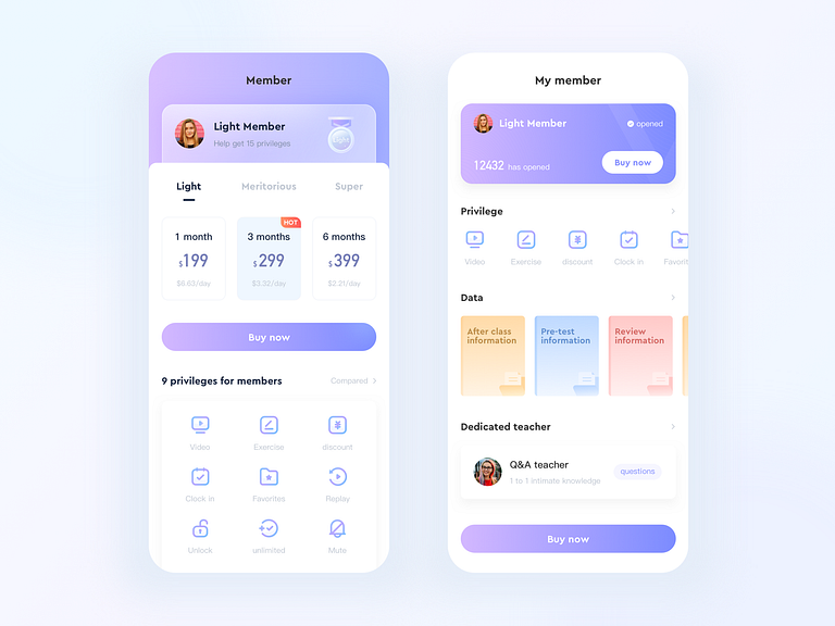 Member mobile terminal design by Wangyishan on Dribbble