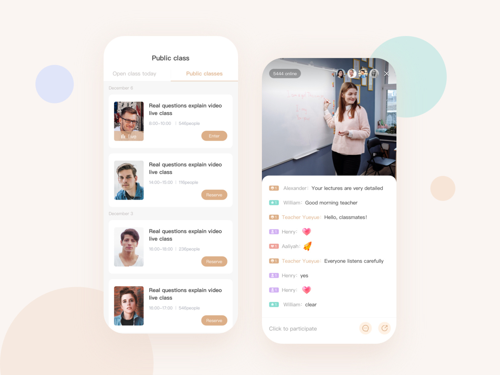 Live Class App UI by Wangyishan on Dribbble
