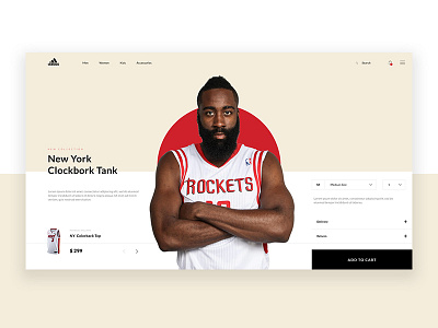 ADIDAS product cart adidas branding character clean design history identity lettering man men minimal new product cart rebound type typography ui web website