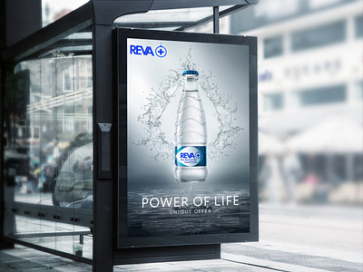 Advertising Poster design by Rajeev Khatri for REVA+ water brand