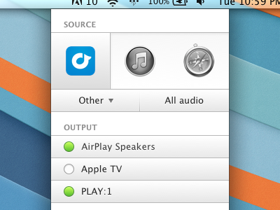 AirPlay WIP airplay app lucida grande mac menubar
