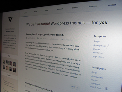 WIP 16px envato flickr iconsweets meta open sans theme themeforest twitterfeed vollkorn wordpress wordpress theme yummygum