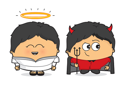 Angel And Devil angel character illustration design devil halo illustration
