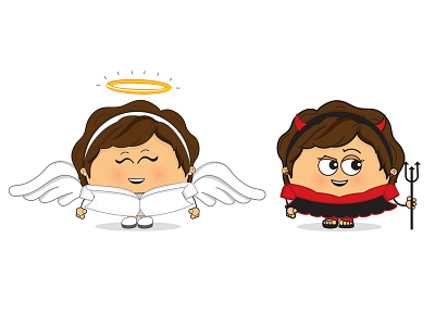 Angel And Devil - Girl angel character illustration cute design devil girl halo illustration vector