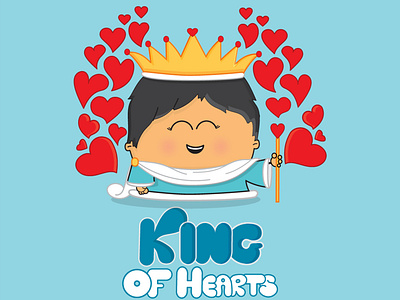 King of Hearts character illustration cushion cute design hearts king print throw pillow typography vector