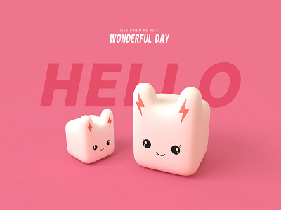 wonderful day-01 cute design illustration pink rabbit rabbits ui