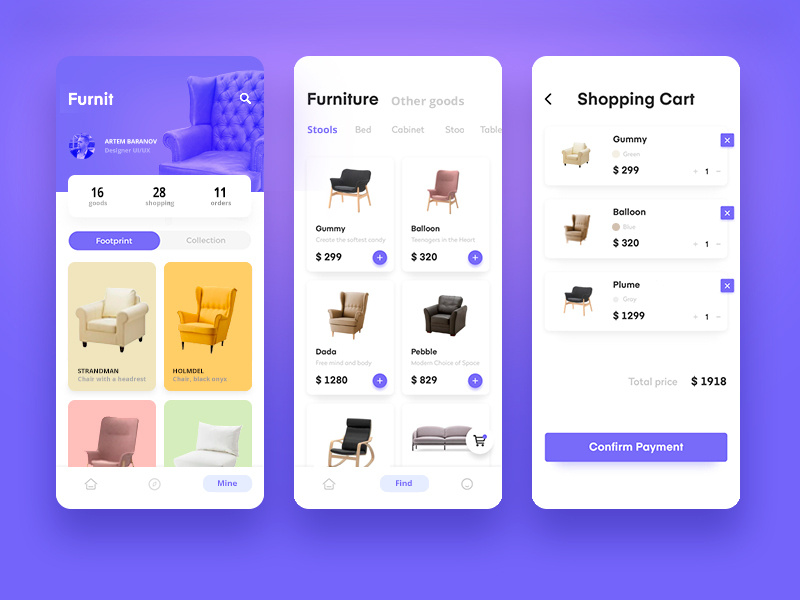 Furniture sales mobile application flat icon mobile ios art clean web design lettering lancedaile website ui after effect animation typography app branding beautiful ux illustration
