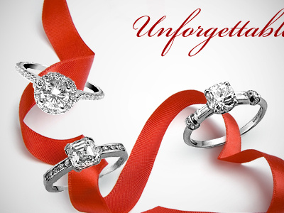 Unforgettable diamonds red ribbon valentines day